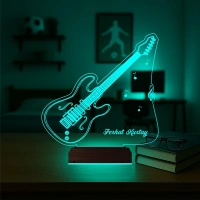 Elektro Gitar Gitarist Kişiye Özel 3D Lamba - Masa Gece Lambası