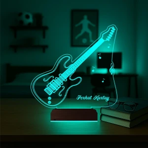 Elektro Gitar Gitarist Kişiye Özel 3D Lamba - Masa Gece Lambası Elektro Gitar Gitarist Kişiye Özel 3D Lamba - Masa Gece Lambası