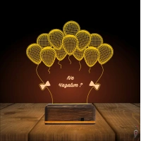 Doğum Günü Balon Kutlama Kişiye Özel 3D Lamba - Masa Gece Lambası