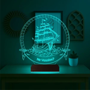 Gemici Kaptan Denizci Kişiye Özel 3D Lamba - Masa Gece Lambası