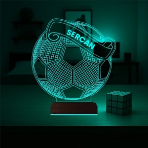 Futbolcu Hediye Futbol Top Kişiye Özel 3D Lamba - Masa Gece Lambası Futbolcu Hediye Futbol Top Kişiye Özel 3D Lamba - Masa Gece Lambası