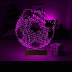 Futbolcu Hediye Futbol Top Kişiye Özel 3D Lamba - Masa Gece Lambası