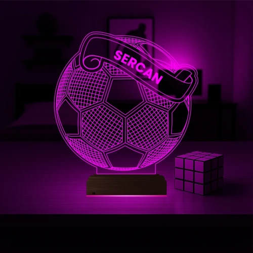 Futbolcu Hediye Futbol Top Kişiye Özel 3D Lamba - Masa Gece Lambası