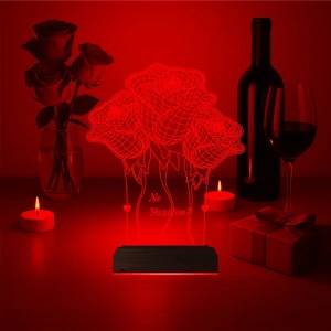 Sevgiliye Hediye Gül Demeti Kişiye Özel 3D Lamba - Masa Gece Lambası Sevgiliye Hediye Gül Demeti Kişiye Özel 3D Lamba - Masa Gece Lambası