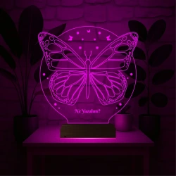 Sevgiliye Hediye Kelebek Tasaırm Kişiye Özel 3D Lamba - Masa Gece Lambası Sevgiliye Hediye Kelebek Tasaırm Kişiye Özel 3D Lamba - Masa Gece Lambası