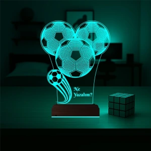 Futbol Topu Futbolcu Hediye Kişiye Özel 3D Lamba - Masa Gece Lambası Futbol Topu Futbolcu Hediye Kişiye Özel 3D Lamba - Masa Gece Lambası
