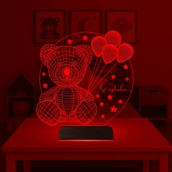 Ayıcık Hediye Balon Kişiye Özel 3D Lamba - Masa Gece Lambası Ayıcık Hediye Balon Kişiye Özel 3D Lamba - Masa Gece Lambası