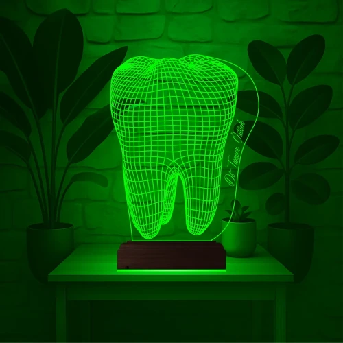 Diş Hekimi Diş Doktoru Hediye Kişiye Özel 3D Lamba - Masa Gece Lambası