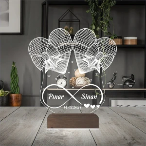 Fiyonk Kalp Sonsuzluk Sevgiliye Hediye Kişiye Özel 3D Lamba - Masa Gece Lambası Fiyonk Kalp Sonsuzluk Sevgiliye Hediye Kişiye Özel 3D Lamba - Masa Gece Lambası