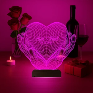 Kalp Sevgiliye Hediye Kişiye Özel 3D Lamba - Masa Gece Lambası Kalp Sevgiliye Hediye Kişiye Özel 3D Lamba - Masa Gece Lambası