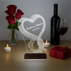 Kalp Sevgiliye Hediye Kişiye Özel 3D Lamba - Masa Gece Lambası Kalp Sevgiliye Hediye Kişiye Özel 3D Lamba - Masa Gece Lambası