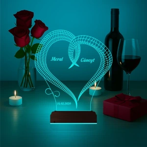 Kalp Sevgiliye Hediye Kişiye Özel 3D Lamba - Masa Gece Lambası Kalp Sevgiliye Hediye Kişiye Özel 3D Lamba - Masa Gece Lambası