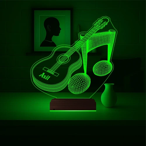 Klasik Gitar Müzisyen Hediye Kişiye Özel 3D Lamba - Masa Gece Lambası