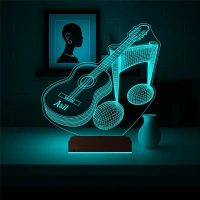 Klasik Gitar Müzisyen Hediye Kişiye Özel 3D Lamba - Masa Gece Lambası