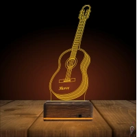 Klasik Gitar Müzisyen Hediye Kişiye Özel 3D Lamba - Masa Gece Lambası