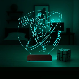 Kick Box Boksör Hediye Kişiye Özel 3D Lamba - Masa Gece Lambası Kick Box Boksör Hediye Kişiye Özel 3D Lamba - Masa Gece Lambası