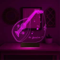 Ud Udi Müzik Nota Kişiye Özel 3D Lamba - Masa Gece Lambası Ud Udi Müzik Nota Kişiye Özel 3D Lamba - Masa Gece Lambası