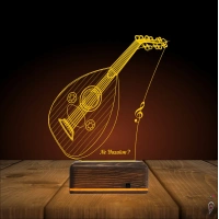 Ud Udi Müzik Nota Kişiye Özel 3D Lamba - Masa Gece Lambası