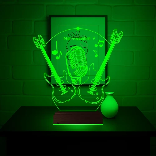 Elektro Gitar Gitarist Rock Müzik Kişiye Özel 3D Lamba - Masa Gece Lambası