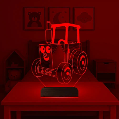 Çocuk Odası Traktör Tasarım Kişiye Özel 3D Lamba - Masa Gece Lambası