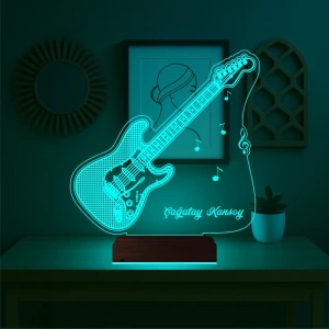 Elektro Gitar Gitarist Rock Müzik Kişiye Özel 3D Lamba - Masa Gece Lambası Elektro Gitar Gitarist Rock Müzik Kişiye Özel 3D Lamba - Masa Gece Lambası