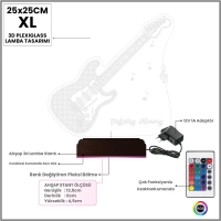 Elektro Gitar Gitarist Rock Müzik Kişiye Özel 3D Lamba - Masa Gece Lambası