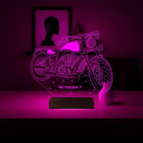 Motorsiklet Motor Harley Kişiye Özel 3D Lamba - Masa Gece Lambası