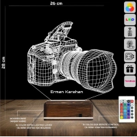 Fotoğraf Makinesi Fotoğrafçı Hediye Kişiye Özel 3D Lamba - Masa Gece Lambası Fotoğraf Makinesi Fotoğrafçı Hediye Kişiye Özel 3D Lamba - Masa Gece Lambası