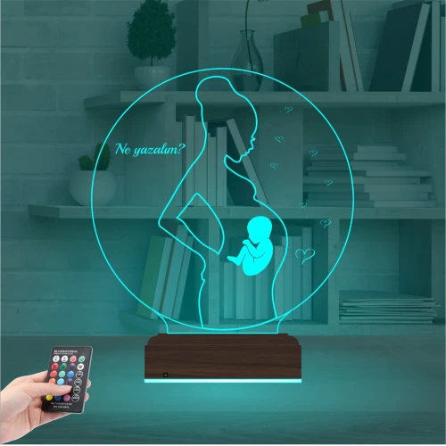 Hamile Kadın Anne Bebek Doğum Doktoru Hediye Kişiye Özel 3D Lamba - Masa Gece Lambası
