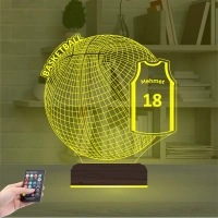 Basketbol Topu Forma Kişiye Özel 3D Lamba - Masa Gece Lambası