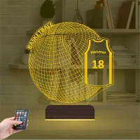 Basketbol Topu Forma Kişiye Özel 3D Lamba - Masa Gece Lambası