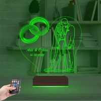 Gelin Damat Yıldönümü Seviliye Hediye Kişiye Özel 3D Lamba - Masa Gece Lambası