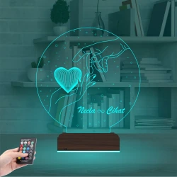 Sevgiliye Hediye Kalp Elele Kişiye Özel 3D Lamba - Masa Gece Lambası Sevgiliye Hediye Kalp Elele Kişiye Özel 3D Lamba - Masa Gece Lambası