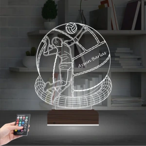 Voleybol Topu Voleybolcu Kişiye Özel 3D Lamba - Masa Gece Lambası Voleybol Topu Voleybolcu Kişiye Özel 3D Lamba - Masa Gece Lambası