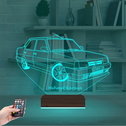 Fiat Tofaş Doğan Tofaşk Araba Kişiye Özel 3D Lamba - Masa Gece Lambası