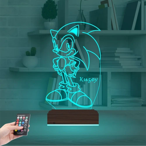 Sonic Çocuk Odası Hediye Kişiye Özel 3D Lamba - Masa Gece Lambası