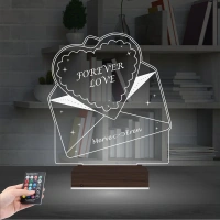 Sevgiliye Hediye Kalp Zarf Kişiye Özel 3D Lamba - Masa Gece Lambası Sevgiliye Hediye Kalp Zarf Kişiye Özel 3D Lamba - Masa Gece Lambası