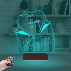 Sevgiliye Hediye Kalp Zarf Kişiye Özel 3D Lamba - Masa Gece Lambası Sevgiliye Hediye Kalp Zarf Kişiye Özel 3D Lamba - Masa Gece Lambası