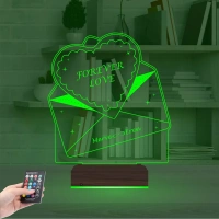 Sevgiliye Hediye Kalp Zarf Kişiye Özel 3D Lamba - Masa Gece Lambası Sevgiliye Hediye Kalp Zarf Kişiye Özel 3D Lamba - Masa Gece Lambası