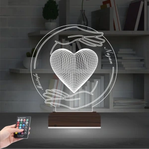 Sevgiliye Hediye Kalp El Kişiye Özel 3D Lamba - Masa Gece Lambası Sevgiliye Hediye Kalp El Kişiye Özel 3D Lamba - Masa Gece Lambası