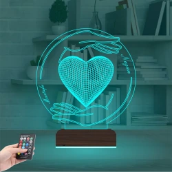 Sevgiliye Hediye Kalp El Kişiye Özel 3D Lamba - Masa Gece Lambası Sevgiliye Hediye Kalp El Kişiye Özel 3D Lamba - Masa Gece Lambası