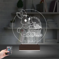 Paskalya Tavşan Yumurta Çocuk Odası Kişiye Özel 3D Lamba - Masa Gece Lambası