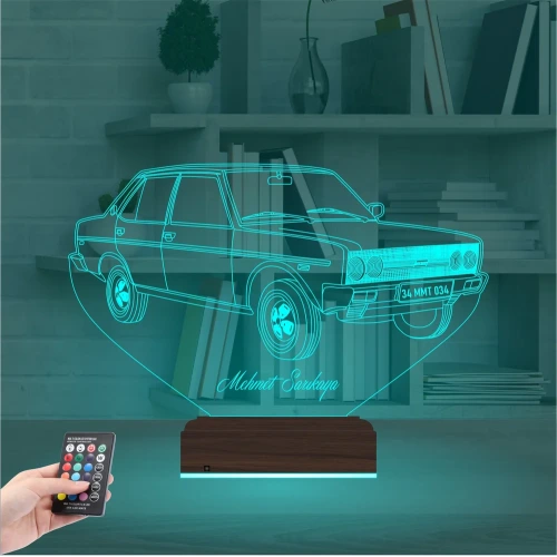 Fiat Tofaş Şahin Tofaşk Araba Kişiye Özel 3D Lamba - Masa Gece Lambası