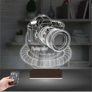 Photographer Fotoğraf Makinesi Fotoğrafçı Kişiye Özel 3D Lamba - Masa Gece Lambası Photographer Fotoğraf Makinesi Fotoğrafçı Kişiye Özel 3D Lamba - Masa Gece Lambası