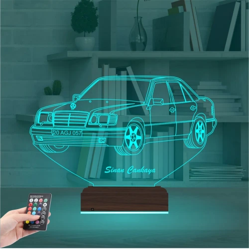 Mercedes Araba E Seri Kişiye Özel 3D Lamba - Masa Gece Lambası