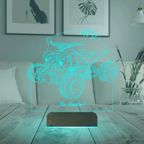 Atv Outdoor Motor Tasarım Kişiye Özel 3D Lamba - Masa Gece Lambası