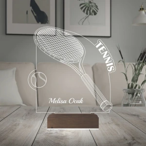 Tenis Raketi Tenisçi Tasarım Kişiye Özel 3D Lamba - Masa Gece Lambası Tenis Raketi Tenisçi Tasarım Kişiye Özel 3D Lamba - Masa Gece Lambası