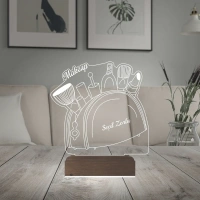 Güzellik Uzmanı Hediye Makyaj Çantası Kişiye Özel 3D Lamba - Masa Gece Lambası