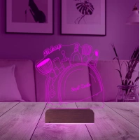 Güzellik Uzmanı Hediye Makyaj Çantası Kişiye Özel 3D Lamba - Masa Gece Lambası