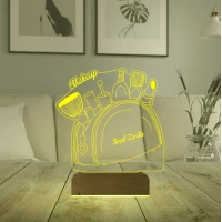 Güzellik Uzmanı Hediye Makyaj Çantası Kişiye Özel 3D Lamba - Masa Gece Lambası